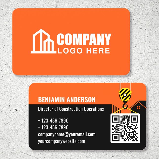 Carte De Visite Logo de l'entreprise Code QR du entrepreneur Orang (Créateur téléchargé)