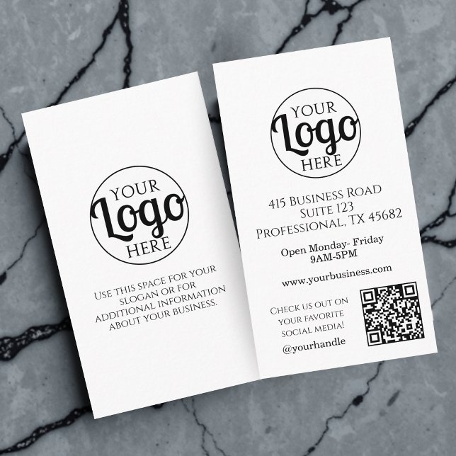 Carte De Visite Logo de l'entreprise Code QR Noir Blanc Profession (Créateur téléchargé)