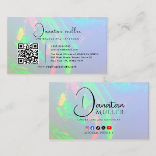 Carte De Visite Logo de l'entreprise Code QR sur pierre d'opale