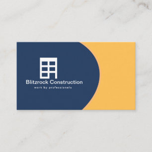 Carte De Visite Logo de l'entreprise de construction jaune bleu mo