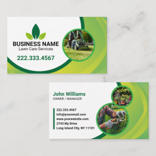 Carte De Visite Logo de l'entreprise Green Leaf Lawn Care pour l'a