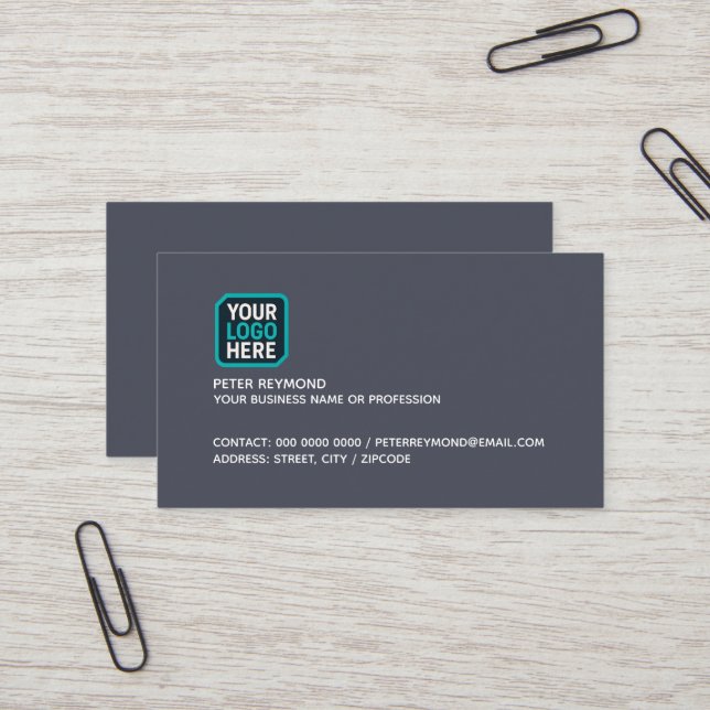 Carte De Visite logo de l'entreprise gris-plomb (Devant/Arrière en situation)
