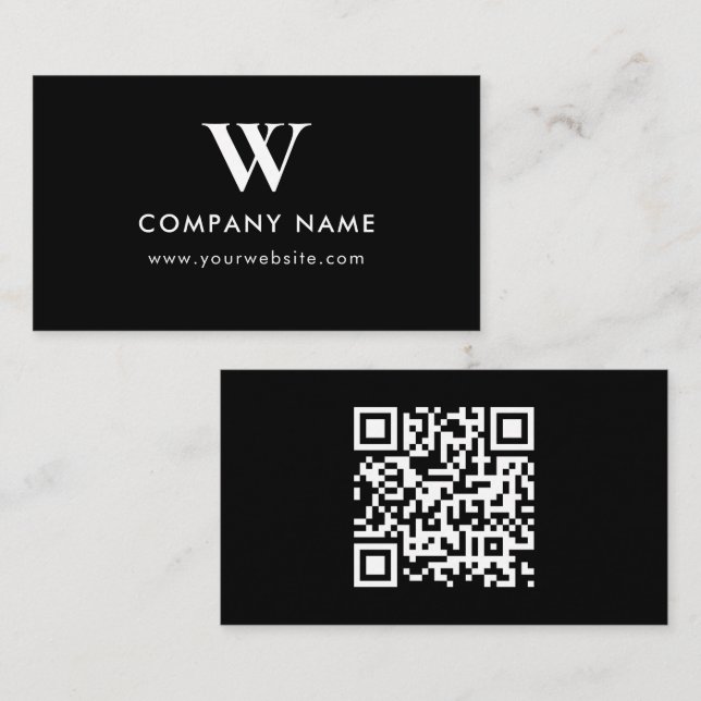 Carte De Visite Logo de l'entreprise Monogramme Site Web Scannable (Devant / Derrière)