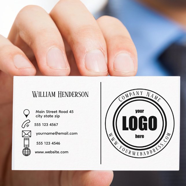 Carte De Visite Logo de l'entreprise personnalisée noir et blanc (Créateur téléchargé)