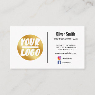 Carte De Visite logo de l'entreprise personnalisée or blanc Rétr