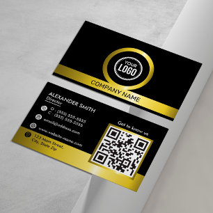 Carte De Visite Logo de l'entreprise professionnelle QR Code noir