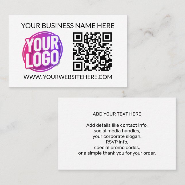 Carte De Visite Logo de l'équipe de votre entreprise & Code QR et  (Devant / Derrière)