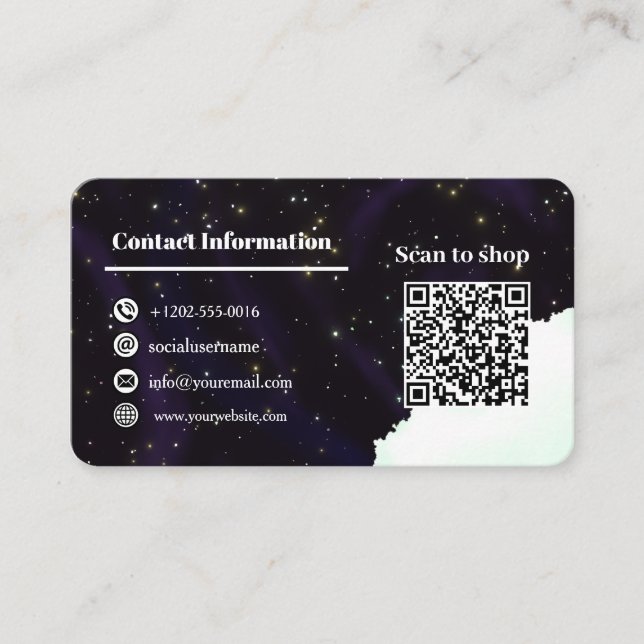 Carte De Visite Logo de l'espace étoilé personnalisé Coordonnées e (Devant)