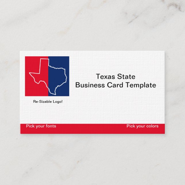 Carte De Visite Logo de l'état du Texas en rouge, bleu blanc (Devant)
