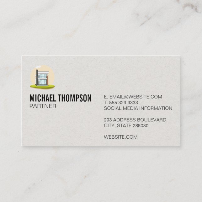Carte De Visite Logo de l'immeuble urbain moderne Maison moderne (Dos)