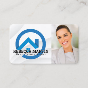 Carte De Visite Logo de l'immobilier bleu   Femme d'affaires