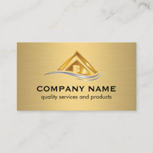 Carte De Visite Logo de l'immobilier Gold Silver