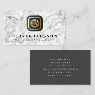 Carte De Visite Logo de l'immobilier Gold Silver   Marbre