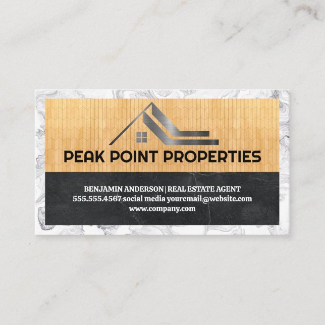 Carte De Visite Logo de l'immobilier | Marbre bois (Devant)