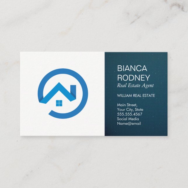 Carte De Visite Logo de l'immobilier moderne | Bleu | Propriétés (Devant)