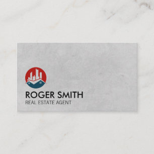 Carte De Visite Logo de l'immobilier Red Blue