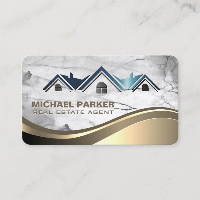 Carte De Visite Logo de l'immobilier Toit | Marbre Pierre (Devant)