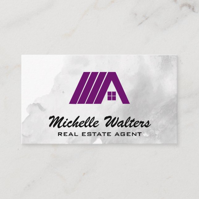 Carte De Visite Logo de l'immobilier violet (Devant)