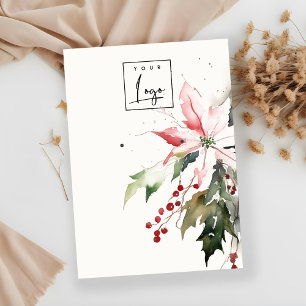 Carte De Visite Logo de l'oreille de Noël Berry Poinsettia