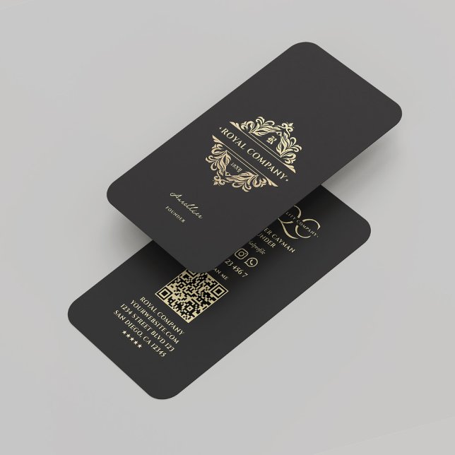 Carte De Visite Logo de l'ornementation moderne de luxe Monogram B (Modern Luxury Monogram Black Gold Ornament Logo Business Card
)
