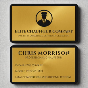 Carte De Visite Logo de luxe Chauffeur Elegant Gold Black Editable