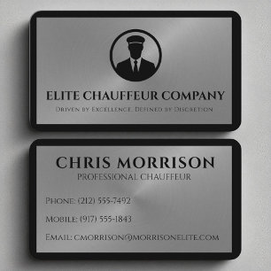 Carte De Visite Logo de luxe Chauffeur élégant Silver Editable