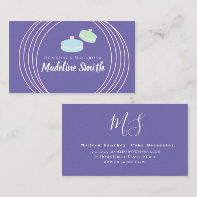 Carte De Visite Logo de macaron moderne pour la marque d'une boula (Devant / Derrière)