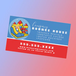 Carte De Visite Logo de Maison à Ressort Location de Fête Rouge Bl