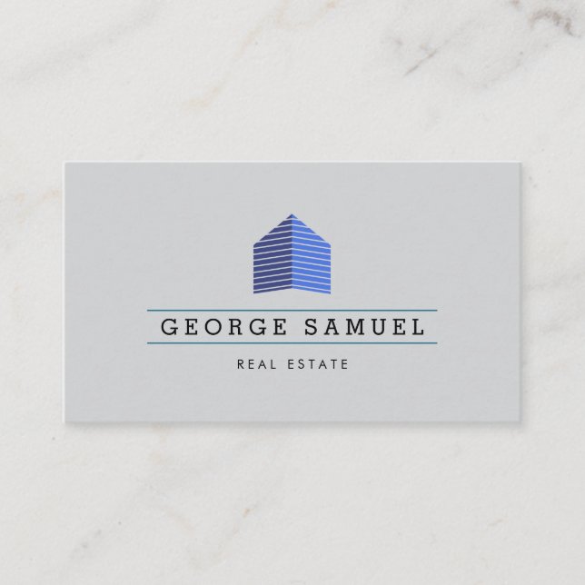 Carte De Visite Logo de maison abstrait bleu moderne Realtor Ash n (Devant)
