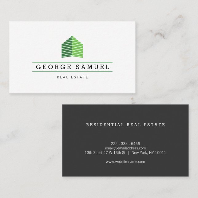 Carte De Visite Logo de maison abstrait moderne pour agent immobil (Devant / Derrière)