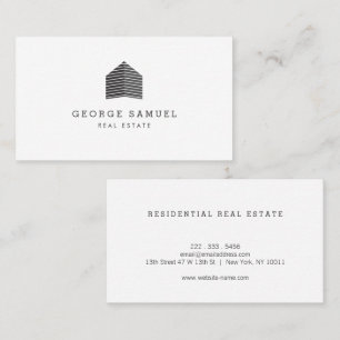 Carte De Visite Logo de maison abstrait moderne Realtor Noir et Bl