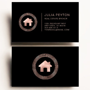 Carte De Visite Logo de maison de biens immobiliers Clé grecque Ro