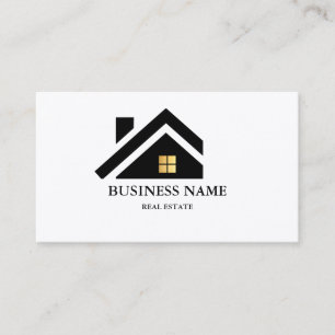 Carte De Visite Logo de maison de biens immobiliers modernes noir