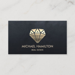 Carte De Visite Logo de maison de diamant en or professionnel