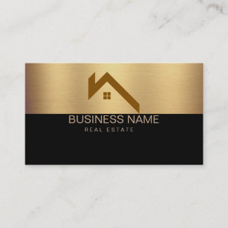 Carte De Visite Logo de maison moderne de biens immobiliers noir e