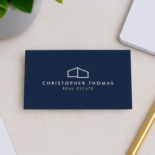 Carte De Visite Logo de maison moderne Immobilier, Realtor Navy Bl