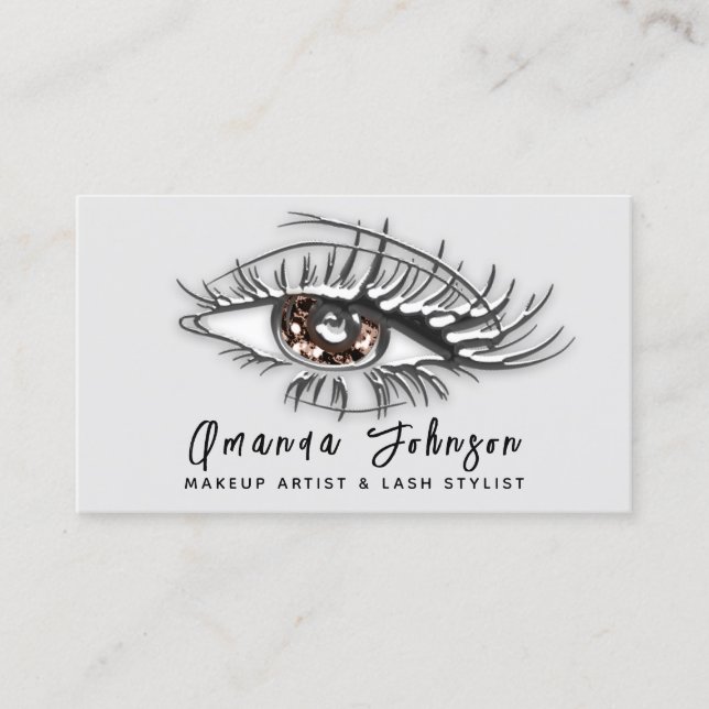 Carte De Visite Logo de maquillage Brown Brown Eyelash Qr Code Arg (Devant)