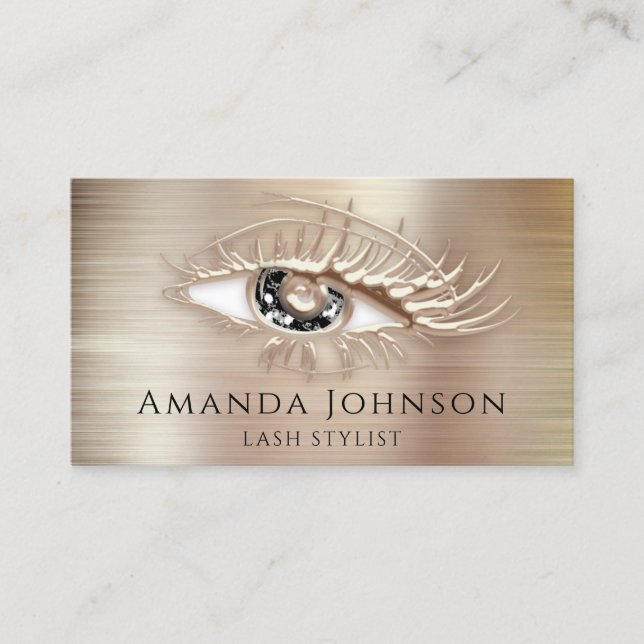Carte De Visite Logo de maquillage Brown noir Eyelash QrCode Rose  (Devant)