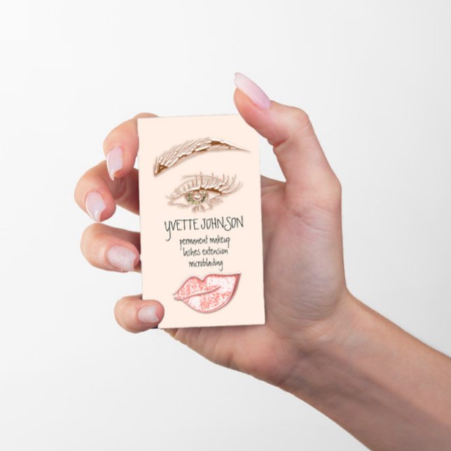 Carte De Visite Logo de maquillage Brows QRCode Poudre Lip océan E (Brows Makeup Logo QRCode Powder Lip ocean Eyelash Business Card)