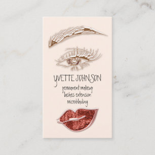 Carte De Visite Logo de maquillage Brows QRCode Rose Lip Gold Copp