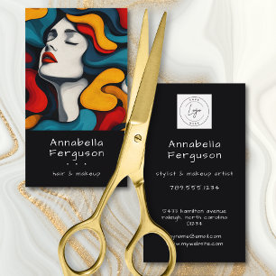 Carte De Visite Logo de Maquillage Cheveux Coloré Art Pop Moderne
