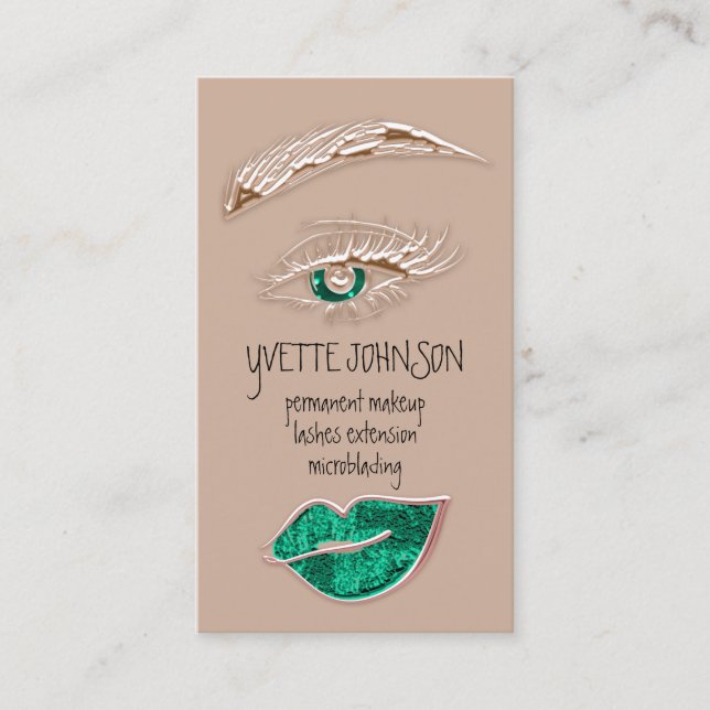 Carte De Visite Logo de maquillage de Brows Rose QRCode Peau de lè (Devant)