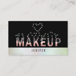 Carte De Visite Logo de maquillage de papillons holographiques de 