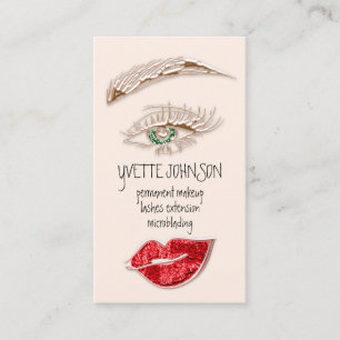 Carte De Visite Logo de maquillage des bouillons Rose QRCode Lip r