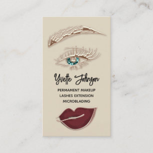 Carte De Visite Logo de maquillage Eyelash Brow Code QR Lip Rose V