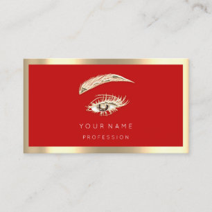 Carte De Visite Logo de maquillage Eyelash Brow Code Qr Red Gold F