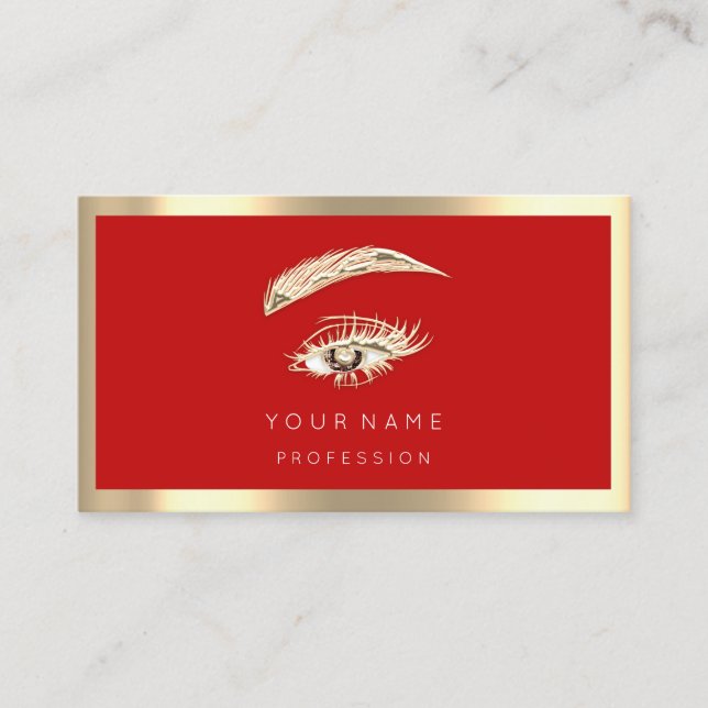 Carte De Visite Logo de maquillage Eyelash Brow Code Qr Red Gold F (Devant)