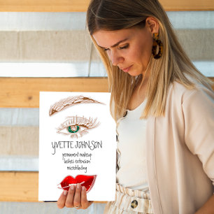 Carte De Visite Logo de maquillage Eyelash Brow Lips Rose QRCode B