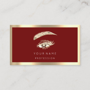 Carte De Visite Logo de maquillage Eyelash Brow Qr Code Bourgogne