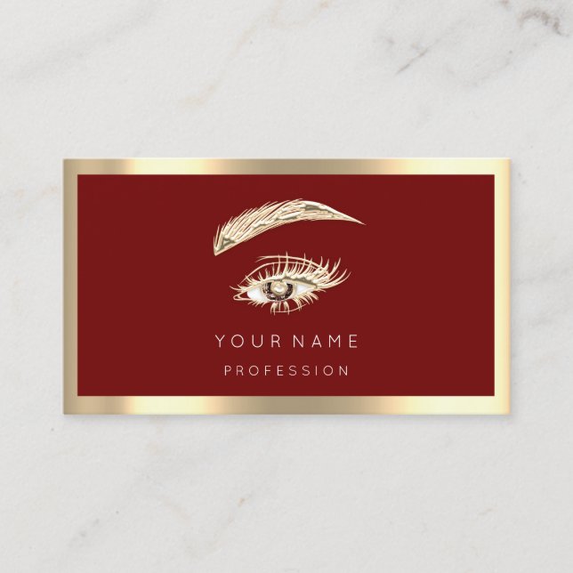 Carte De Visite Logo de maquillage Eyelash Brow Qr Code Bourgogne  (Devant)